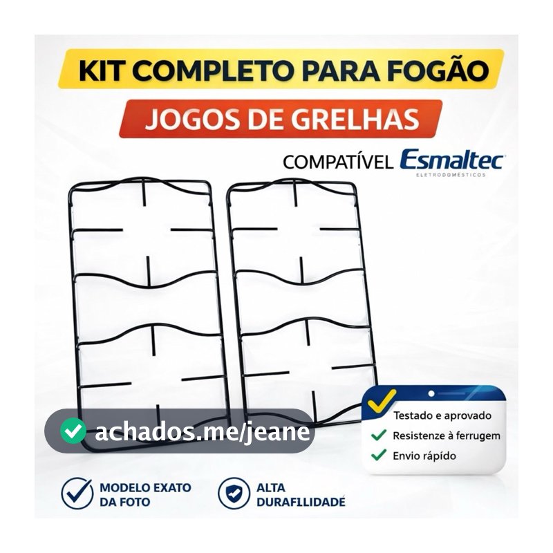 Kit 2 Grelhas P/ fogao 4 Bocas Esmaltec Agata Jade Topazio Caribe Ibiza Safira Sem Pino