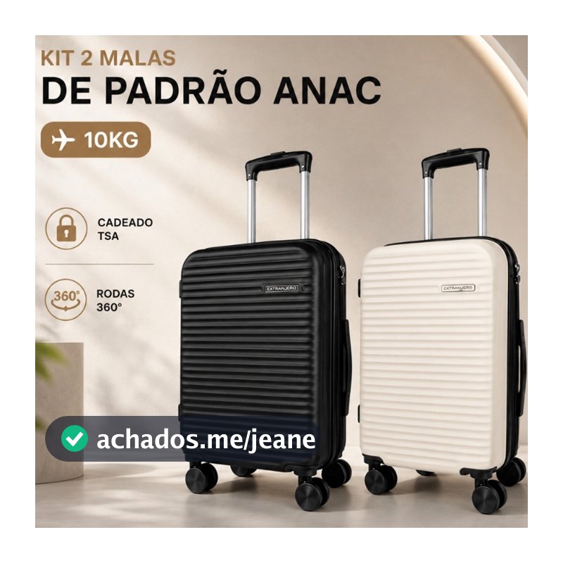 Kit 2 malas Bordo 10kg ABS  Com zíper Expansível Cadeado TSA Rodas 360° Removíveis