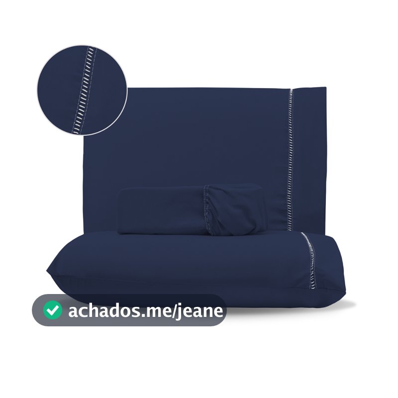 Jogo de Lençol Premium Com Elástico 400 fios Percal 3 Peças Ponto Palito