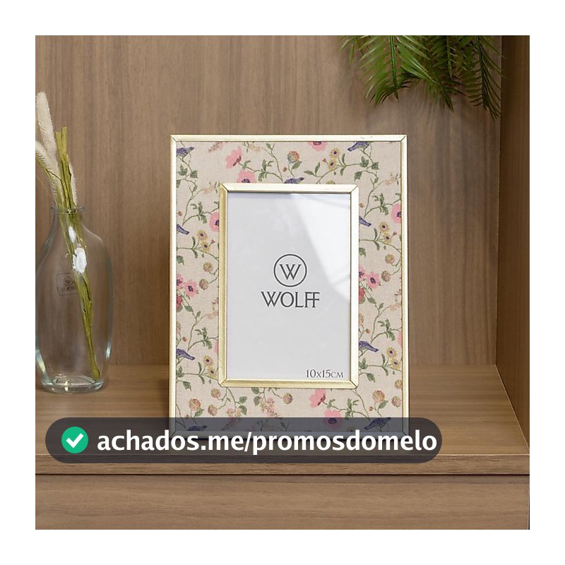 Porta Retrato Blossom Garden 10x15cm Metal Dourado Wolff para Foto Decoração Mesa Aparador Quarto Sala Presente Elegante