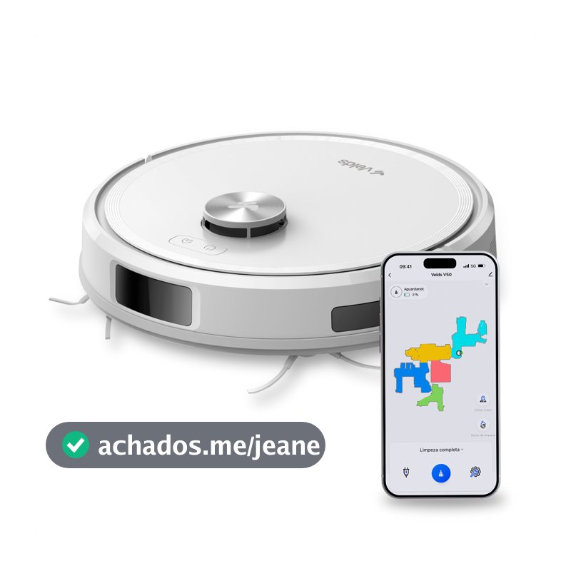 Robô Aspirador Velds V50, 3 em 1 Mapeamento Avançado, Sensor Antiqueda 10000pa, Branco