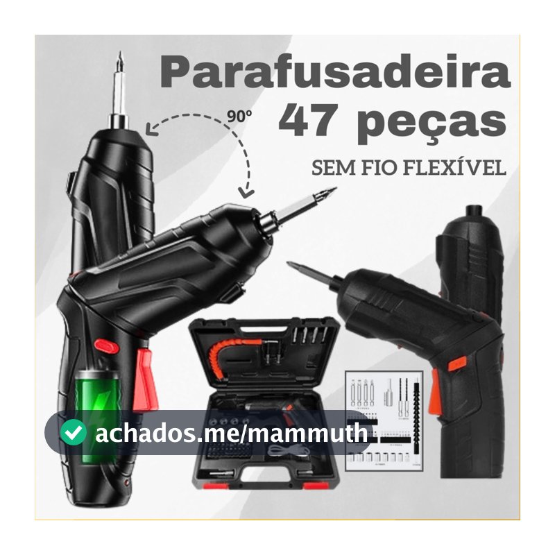 Mini Parafusadeira Furadeira Elétrica Sem Fio USB Portátil 4.2V Bivolt 47 Peças Flexível Bateria
