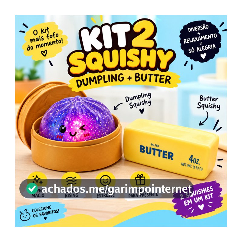 Kit Squishy Dumpling + Butter manteiga Antiestresse Macio Slow Rising Fidget Toy Brinquedo de apertar