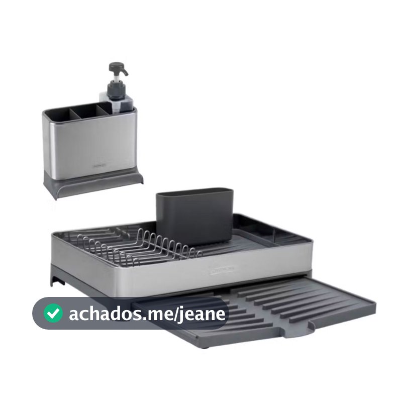 Kit Escorredor de Louça Médio + Organizador de Pia - Aço Inox e Polipropileno Grafite - Tramontina