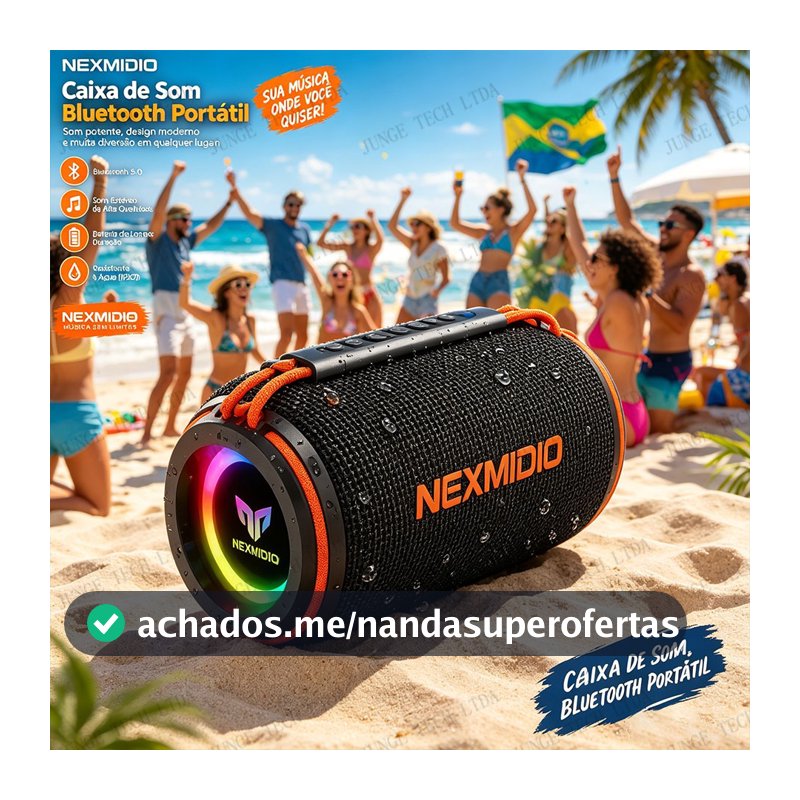 Caixa de som Bluetooth portátil luzes LED RGB, rádio FM, USB, TWS, ideal para praia, festas, viagens, modelo MD‑B01/B02