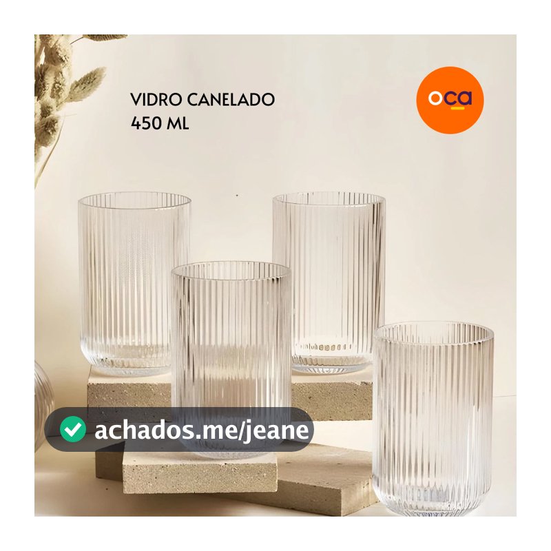 Jogo de Copos Água Suco Canelado Versalhes Transparente 6 unidades 450ml