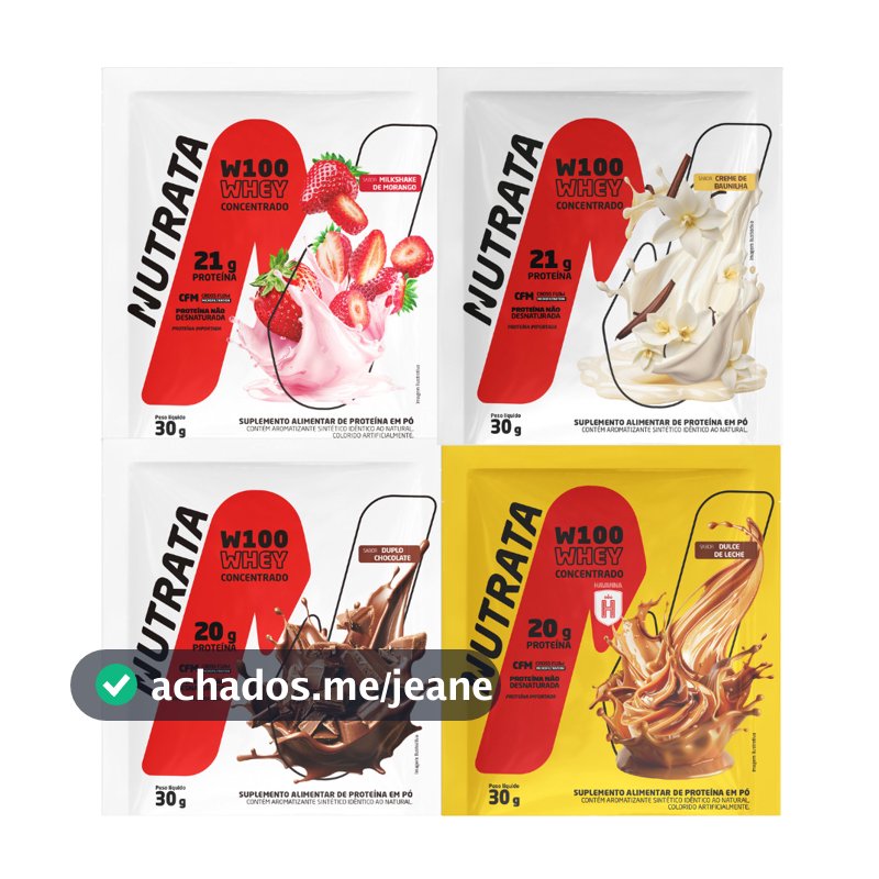 Whey Protein 100% Puro Sachê unidade 30g - Nutrata