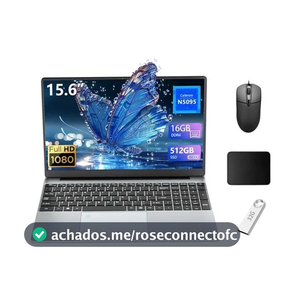Notebook Gamer 15,6 Polegadas Intel N5095 (2025) - 16GB RAM + 512GB SSD, Live Streaming, Leve e Rápido