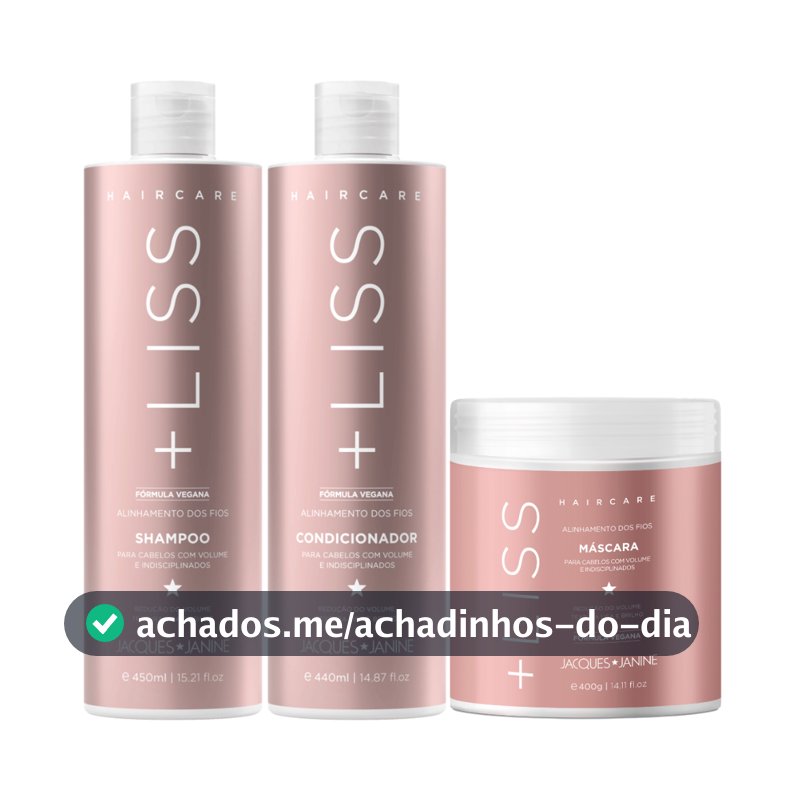 Kit Jacques Janine Hair Care Liss Shampoo 450ml Condicionador 440ml Máscara Lisos Antifrizz 400g