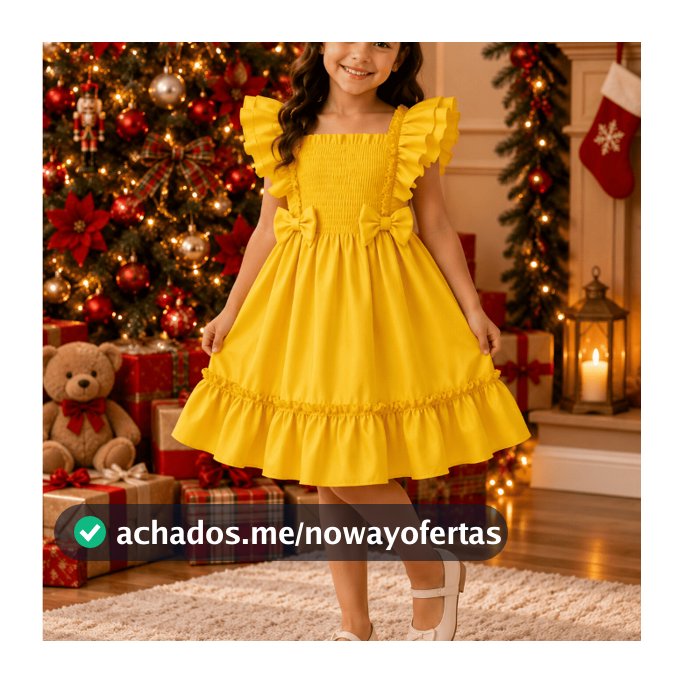 Vestido Infantil Menina Natal Natalino Ensaio Fotográfico Festa Fim de Ano Ano Novo Babado Roupa Infantil