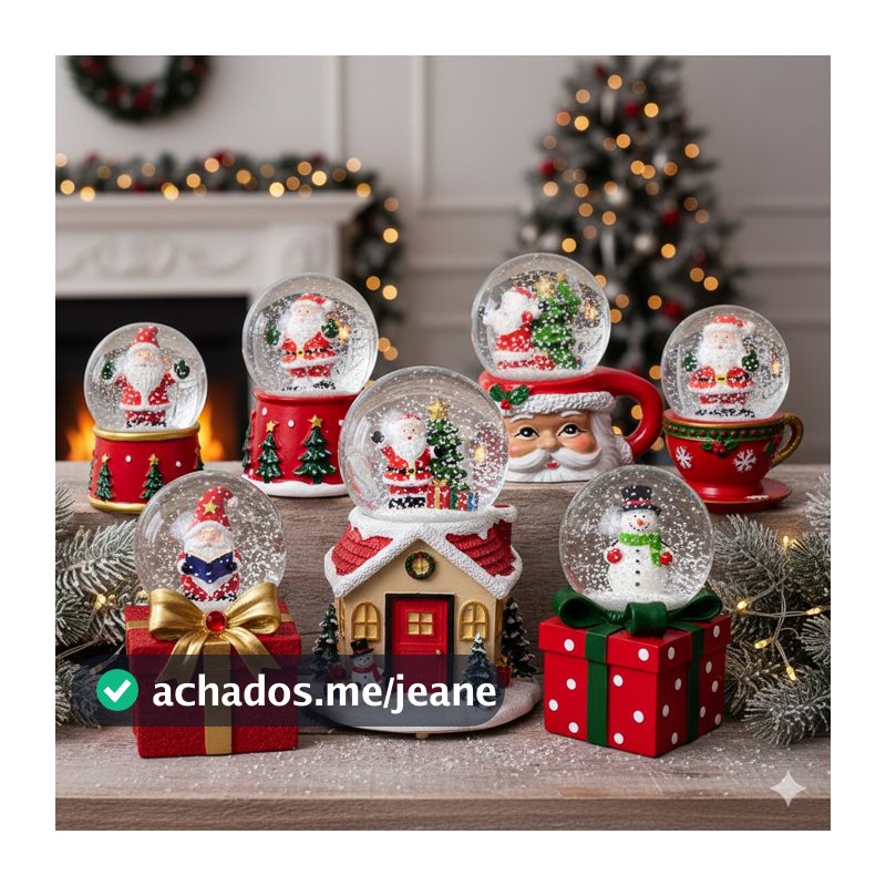 Globo de Neve de Natal Papai Noel - Decoração de Natal Festiva - Enfeite de Natal