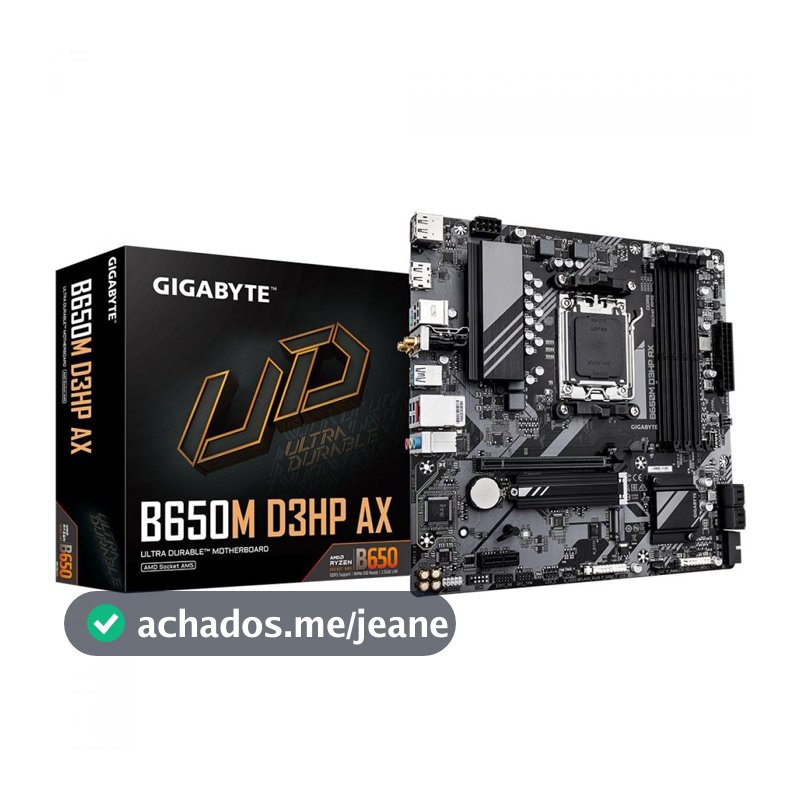 Placa Mãe Gigabyte B650M D3HP AX, WiFi6E, Chipset B650, AMD AM5, mATX, DDR5