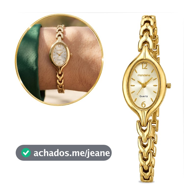 Relógio Mondaine Feminino Dourado Pequeno Mini Analógico Delicado Elegante Social Casual Original
