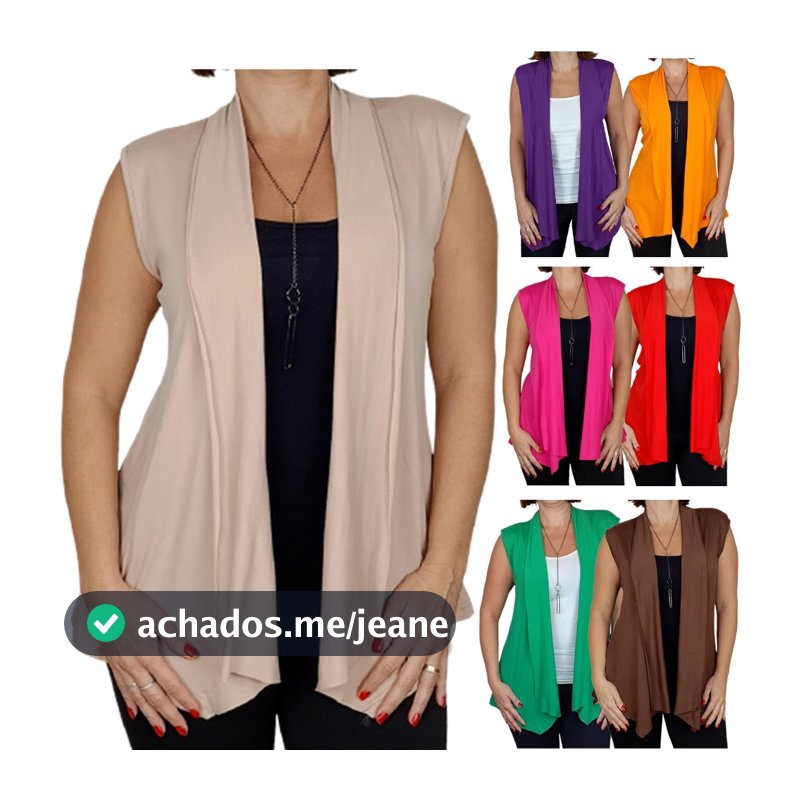 Colete Feminino Viscolycra Terceira Peça Longo Elegante Tendência