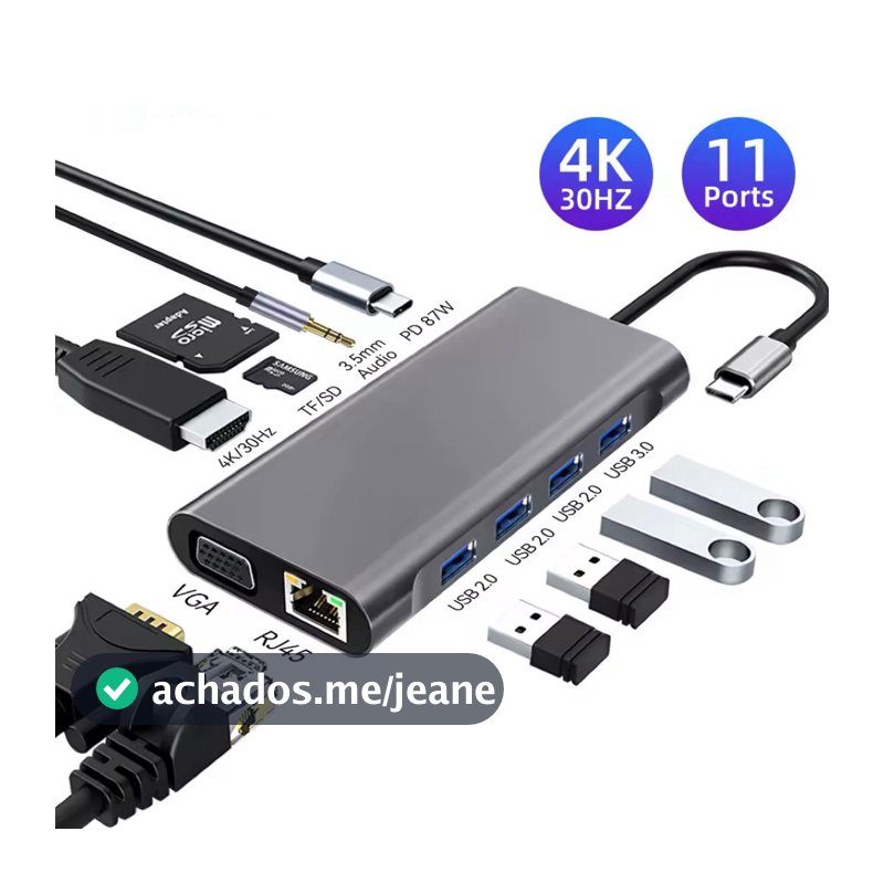 11 em 1 usb c hub tipo c para 4k hd  -compatível usb 3.0 adaptador multifuncional