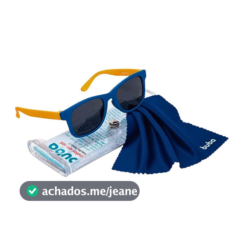 Óculos De Sol Cor Azul/Amarelo Com estojo e lenço 11749 - BUBA