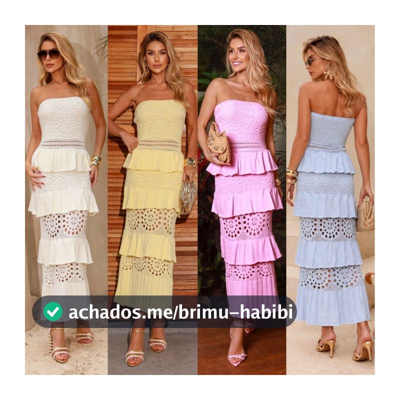 Vestido Elegante Midi Tricot Festa Tomara que Caia Moda Praia com Babados Confortável Chique