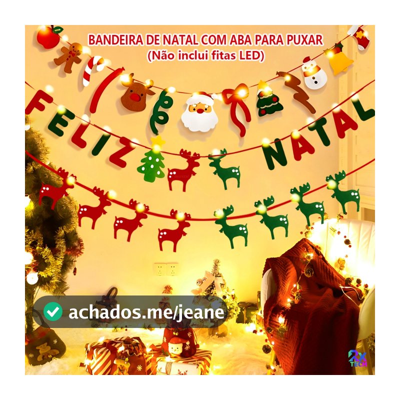 Faixa Decorativa Feliz Natal Em Feltro Decoração Casa Externa Com Ánel De Puxar Conjunto De Cartas De Feltro Com 21 Peça