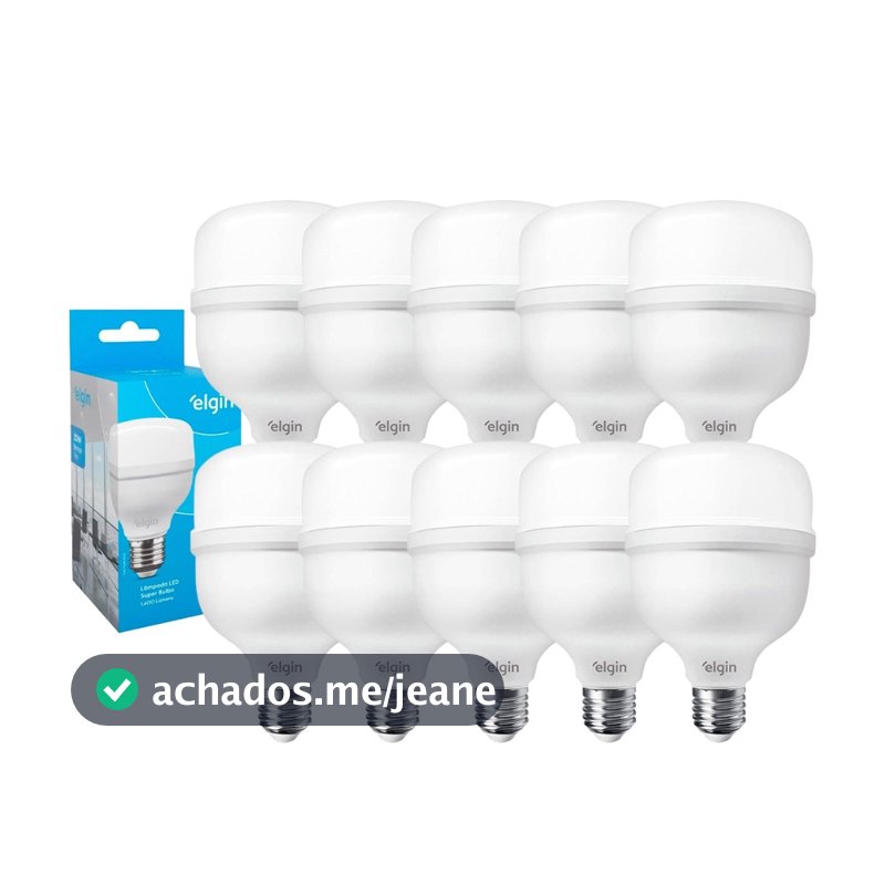 Kit 10 Lâmpadas Led Bulbo Elgin Alta Potência 20w Bivolt 6500k Branca Fria