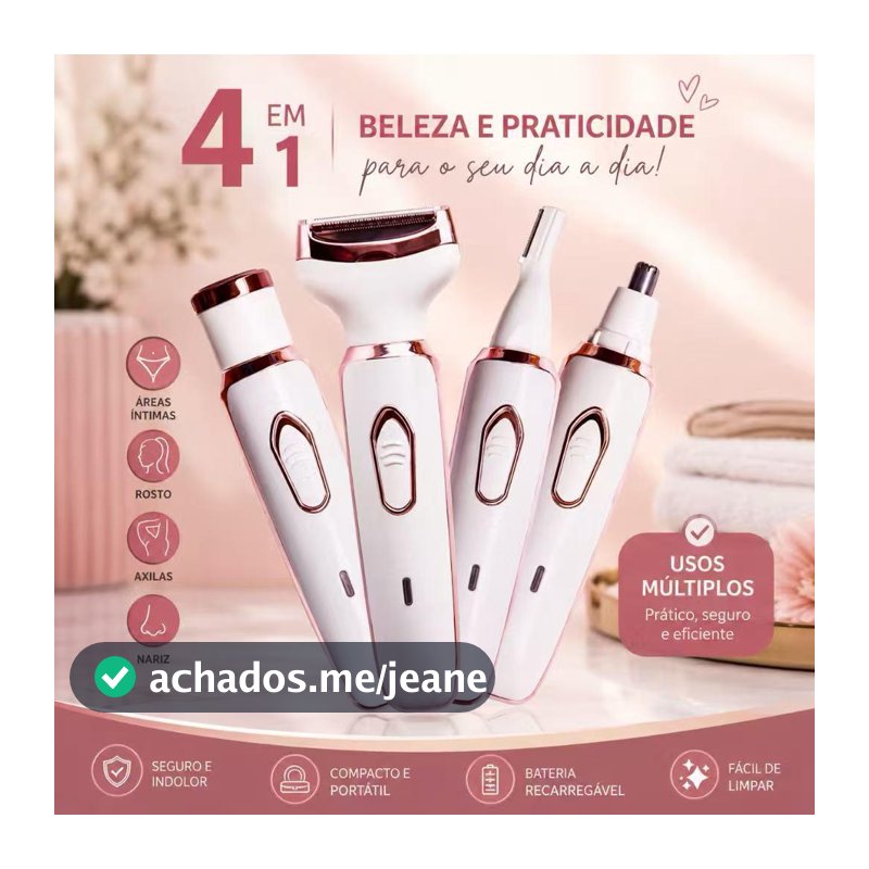 Barbeador Elétrico 4 Em 1 Para Mulheres Remoção De Pelos Corporais feminino/aparador de pelos do nariz e sobrancelhas