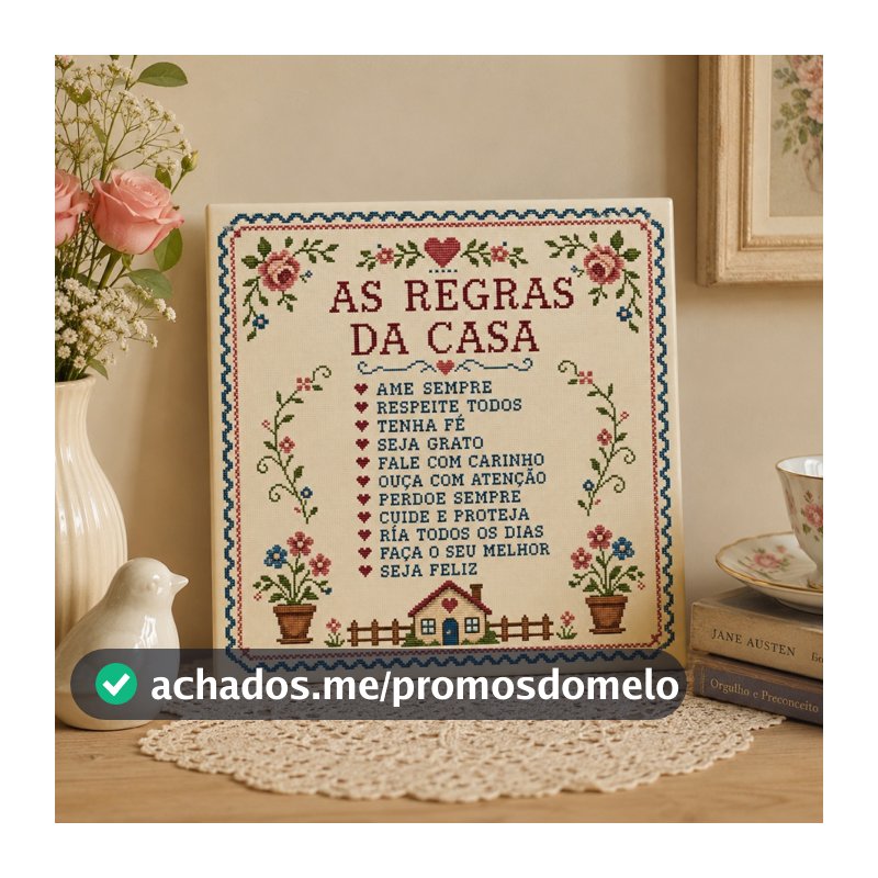 Azulejo Decorativo “As Regras da Casa” – 15x15 Cm