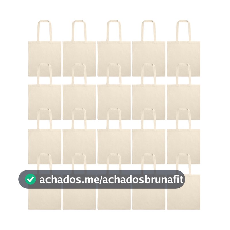 Kit 20 Ecobag Bolsa Sacolas Lisa Sustentável Algodão Lisa 37 x 41 cm Pronta Entrega