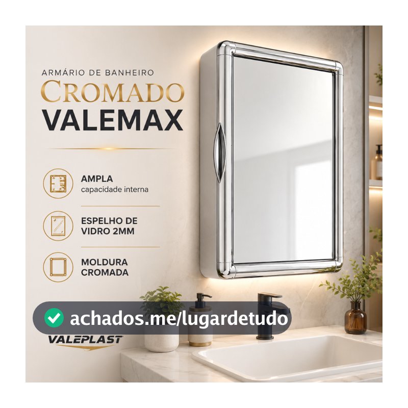 Armário Banheiro Plástico Espelho Vidro 2mm Moldura Preto Cromada Branco Espelheira Sobrepor Embutir parafusos buchas