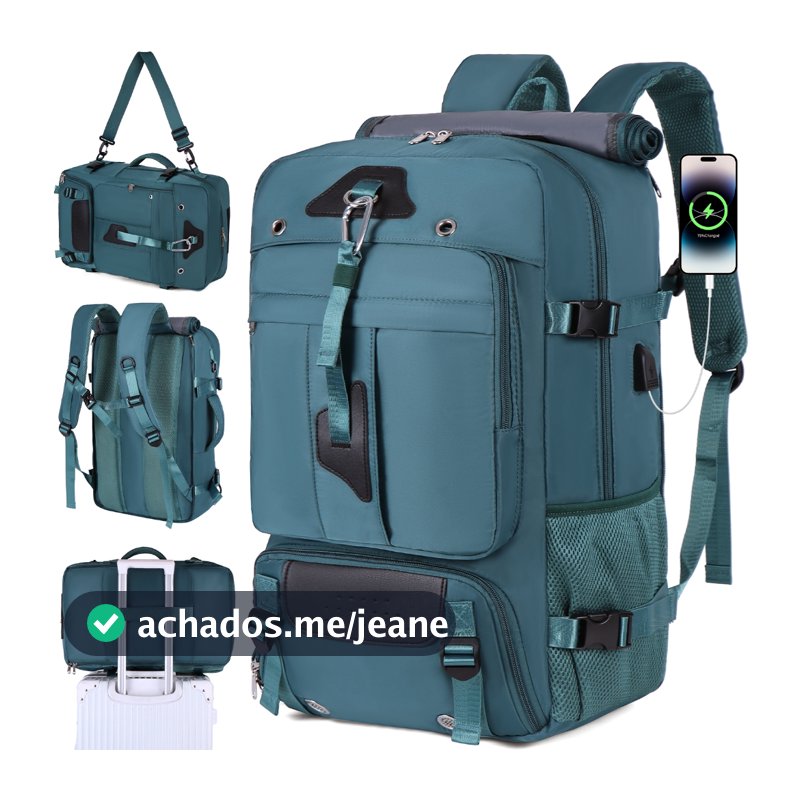 Mochila 60L Multifuncional Impermeável Unissex com USB e Compartimento de Sapatos para Outdoor, Camping e Viagem Aérea