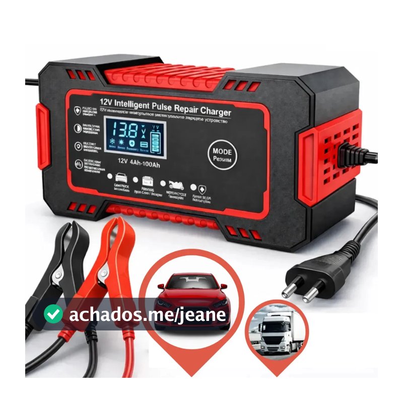 Carregador Bateria Inteligente Automotiva Carro Moto Caminhão Bivolt Automotivo Portátil Carga