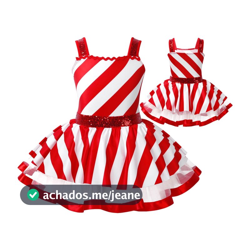 Crianças Meninas Traje De Dança De Natal Sem Mangas Lantejoulas Brilhantes Listrado Figura Patinação No Gelo Girando Ves