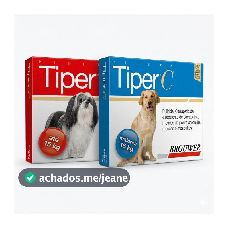 Tiper C Antipulgas e Carrapatos Cães Até 15kg / Acima 15kg Repelente de Moscas e Mosquitos