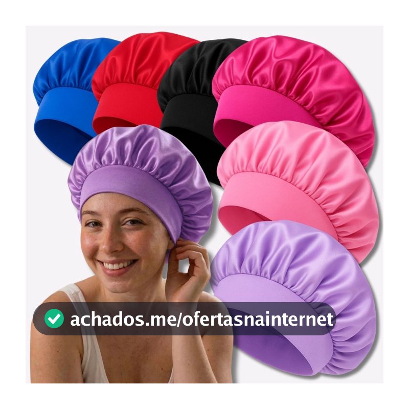 Touca De Cetim Dupla Face Anti Frizz Hidratação Para Dormir Confortável Faixa Grossa Cores Variadas Envio Imediato