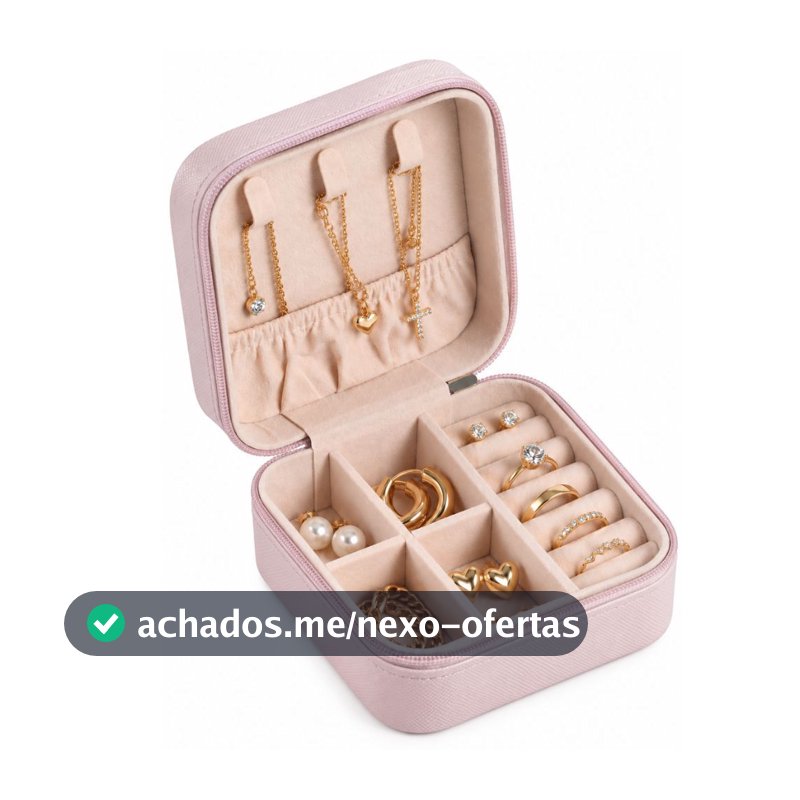 Porta Joias Rosa Compacto Organizador Viagem Lindelle