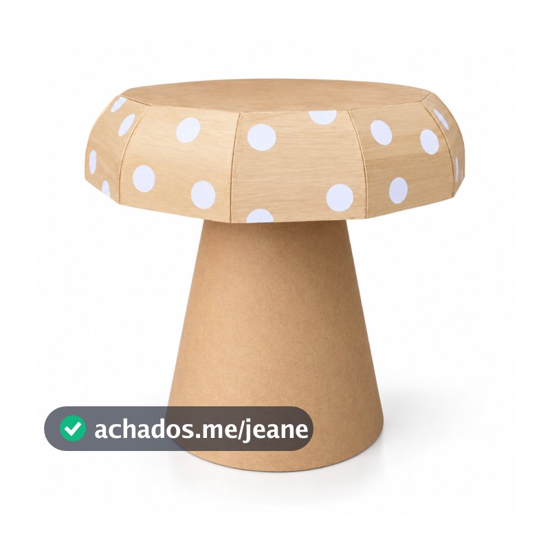 Mesa Cogumelo Pequena Pinus MDF Decorativa