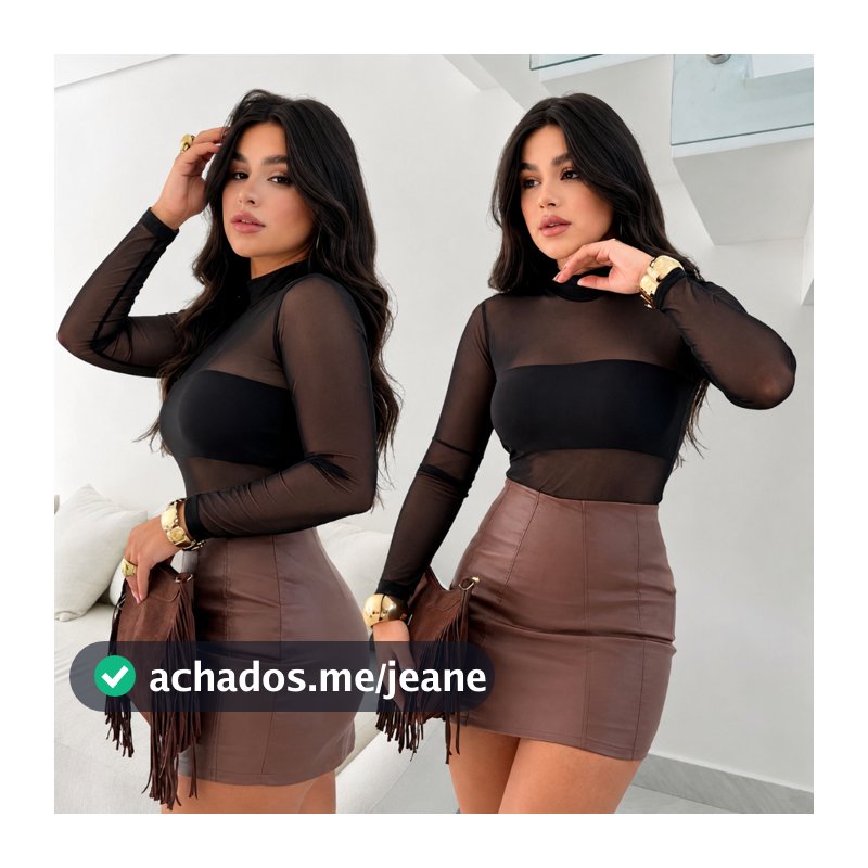 Kit 1 ou 2 Body De Tule Manga Longa Influencer Moda Feminina Transparente Blogueirinha