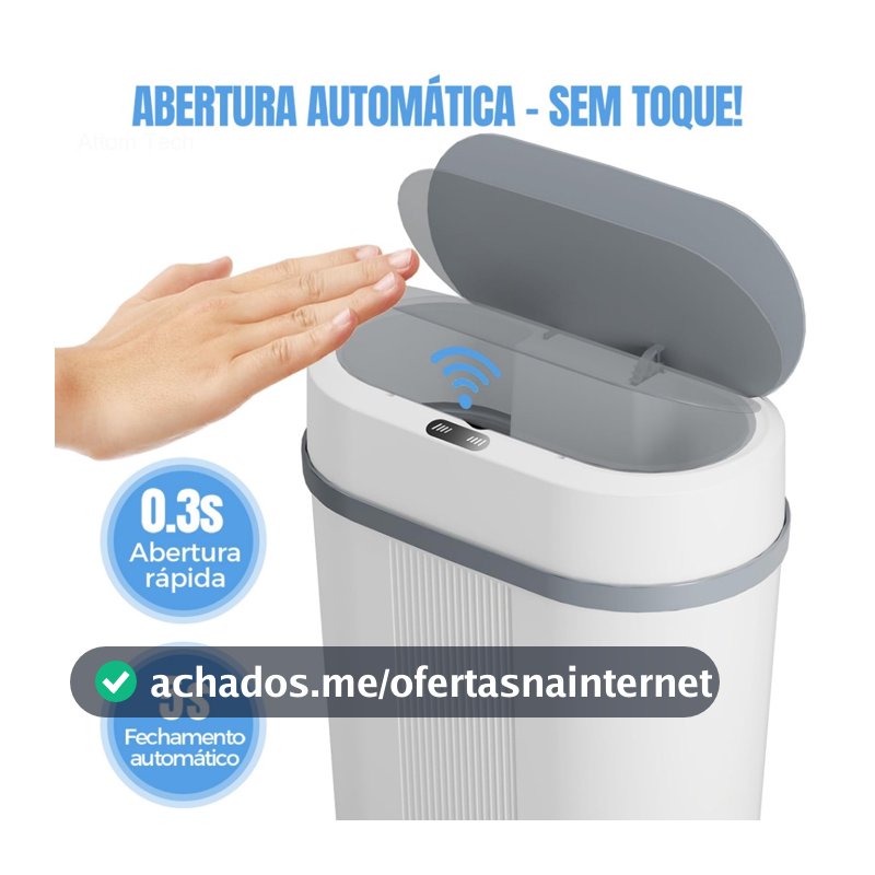 Lixeira Automática 12 Litros Sensor Infravermelho Tampa Para Cozinha Banheiro Escritório Quarto c