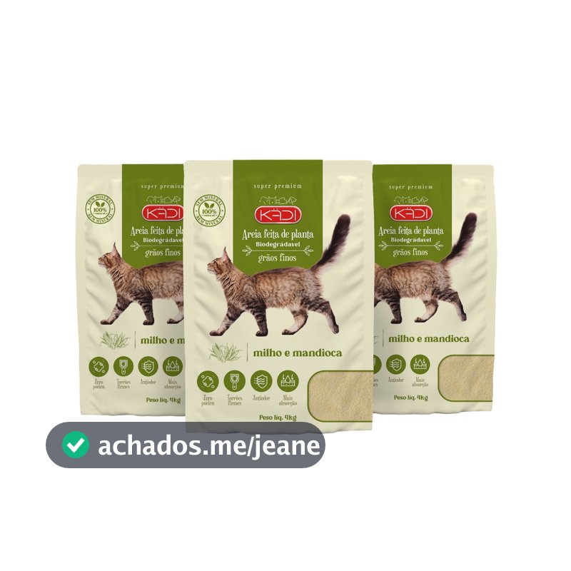 12kg AREIA HIGIÊNICA BIODEGRADÁVEL KADI PARA GATOS GRÃOS FINOS