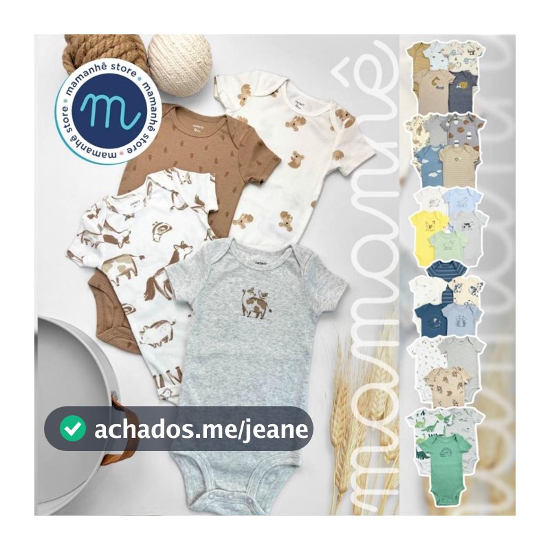 Kit Body Bebê Menino Manga Curta Original Vários Modelos