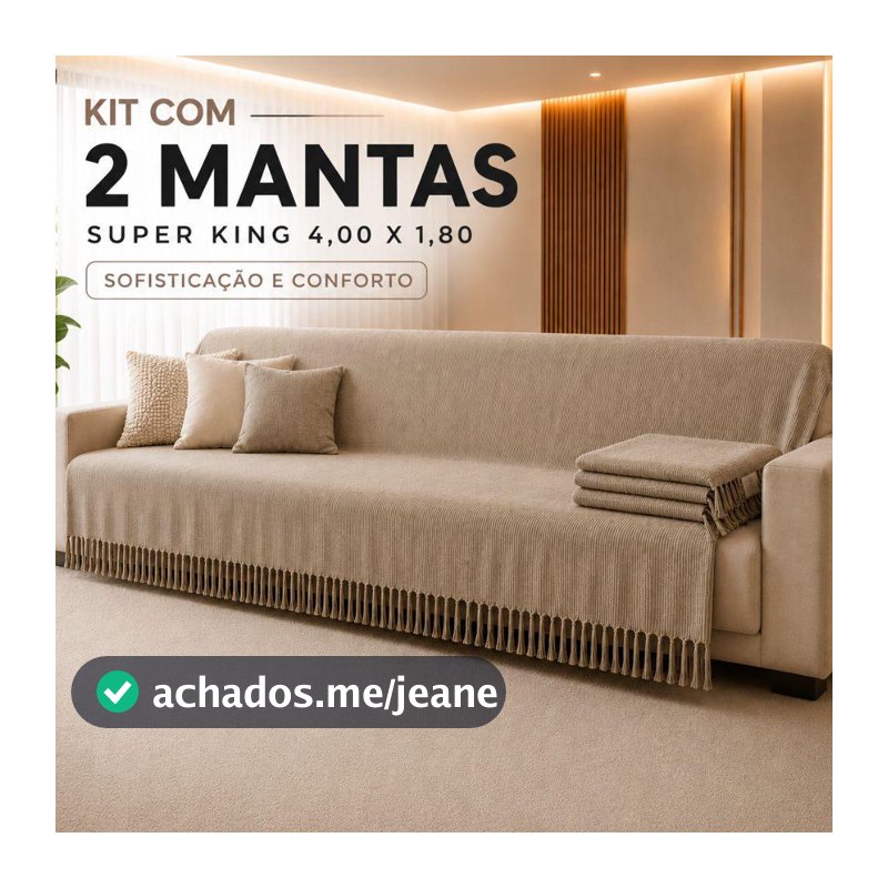 Kit 2 Mantas Super King Gigante 4 Metros x 1,80 Para Sofá Capa Protetora Luxuosa Cobertor Grande