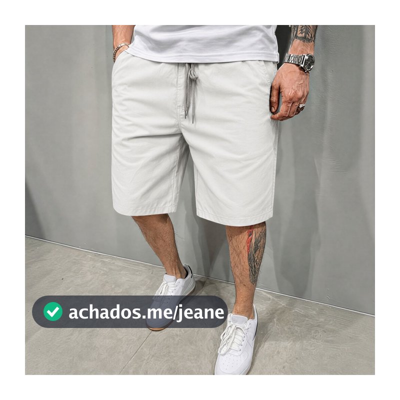 Bermuda Sarja Masculina Shorts Casual Premium Alta Qualidade Confortável Moda Verão Streetwear Tendência Bolso Funcional