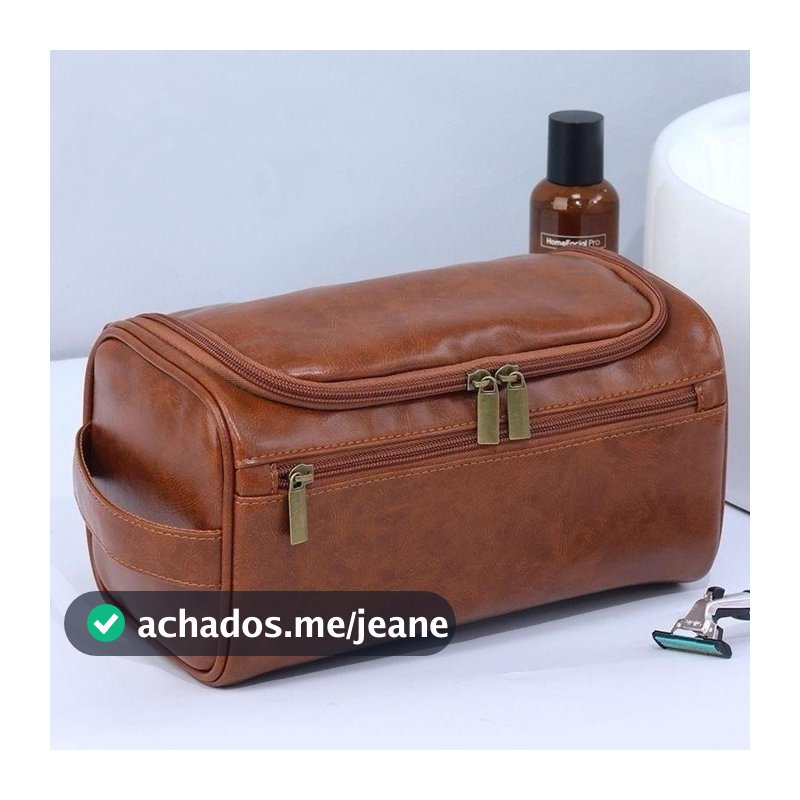 Bolsa Necessaire Grande Impermeavel Feminina Masculina Ideal Para Viagem - Couro Sintético Milly