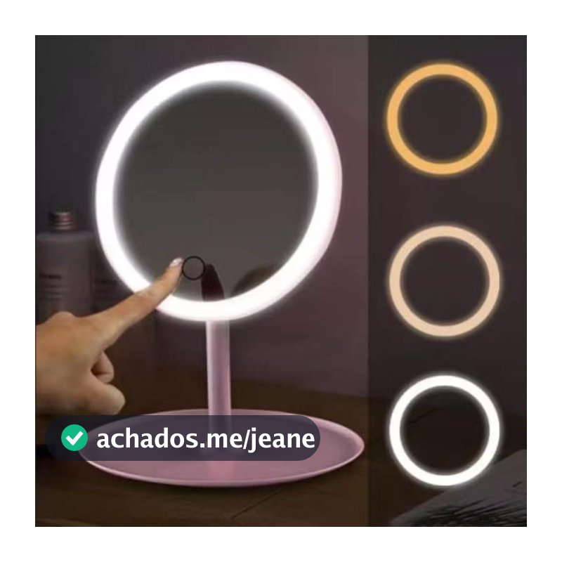 Espelho com Luz LED para Maquiagem – Mesa Ajustável, Compacto e Econômico