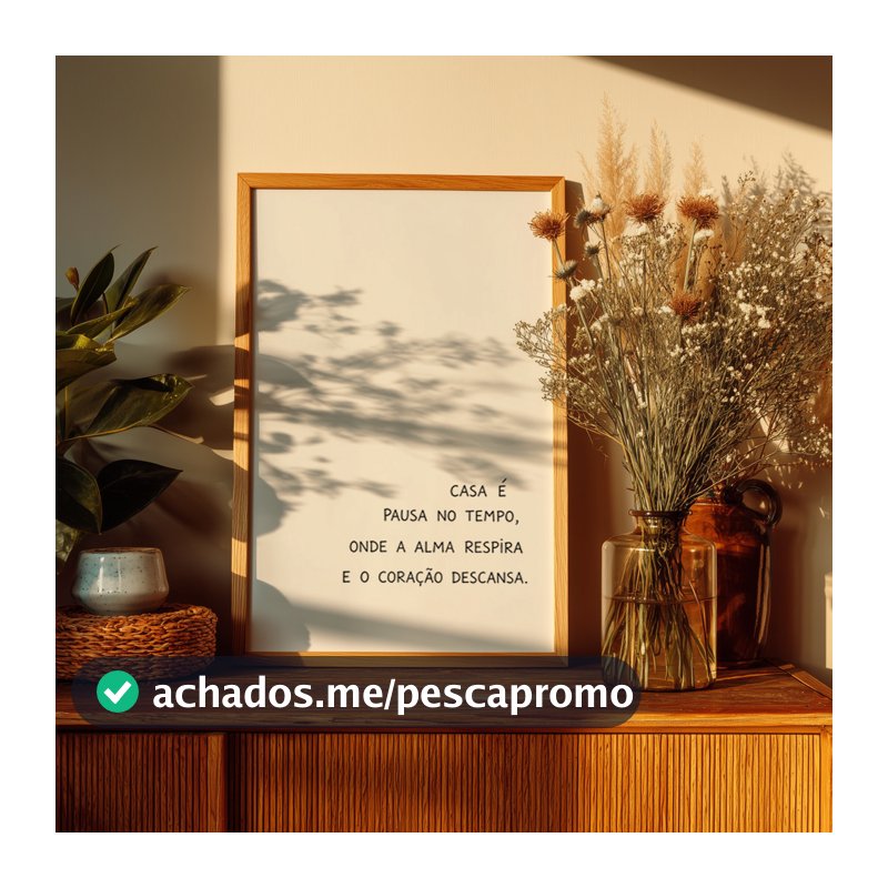 Quadro com Moldura Frase Casa Lar Aconchego Minimalista Parede Sala Quarto Escritório