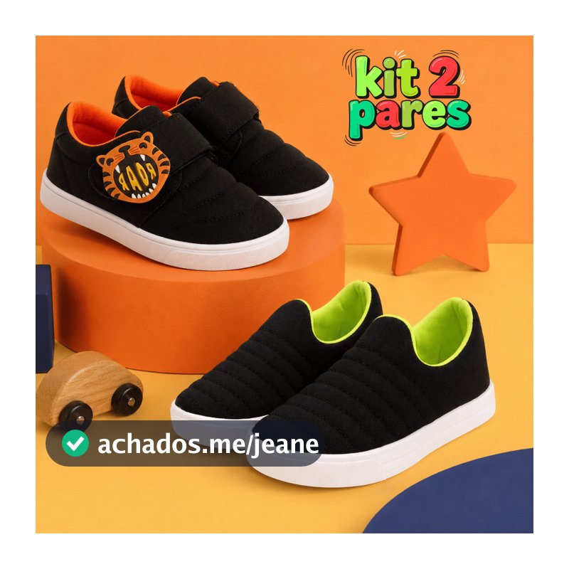 Kit 2 Pares Tênis Infantil Masculino Calce Fácil Leve
