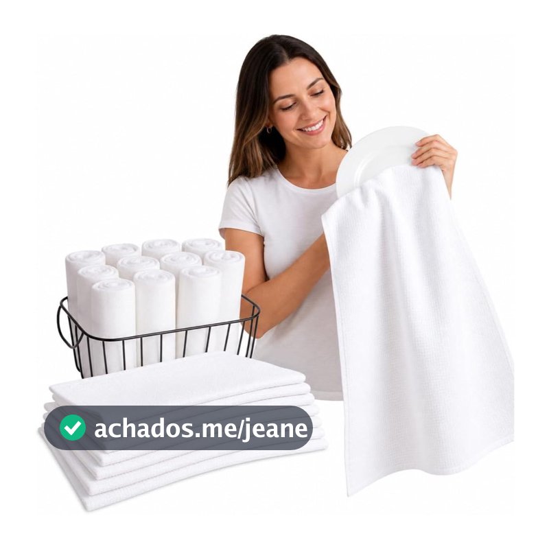Kit 10 e 5 Panos Prato Branco Liso 100% Algodão Pé Galinha Alta Absorção Costura Reforçada Cozinha