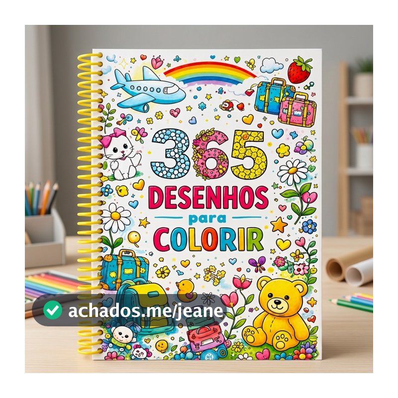 365 Desenhos para Colorir Branco Espiral Livro Infantil Educativo Criatividade e Diversão