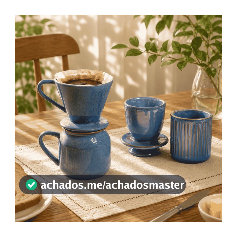 Kit Coador de Café e Manteigueira Francesa Cerâmica Louças Decoração Cafeterias Padarias
