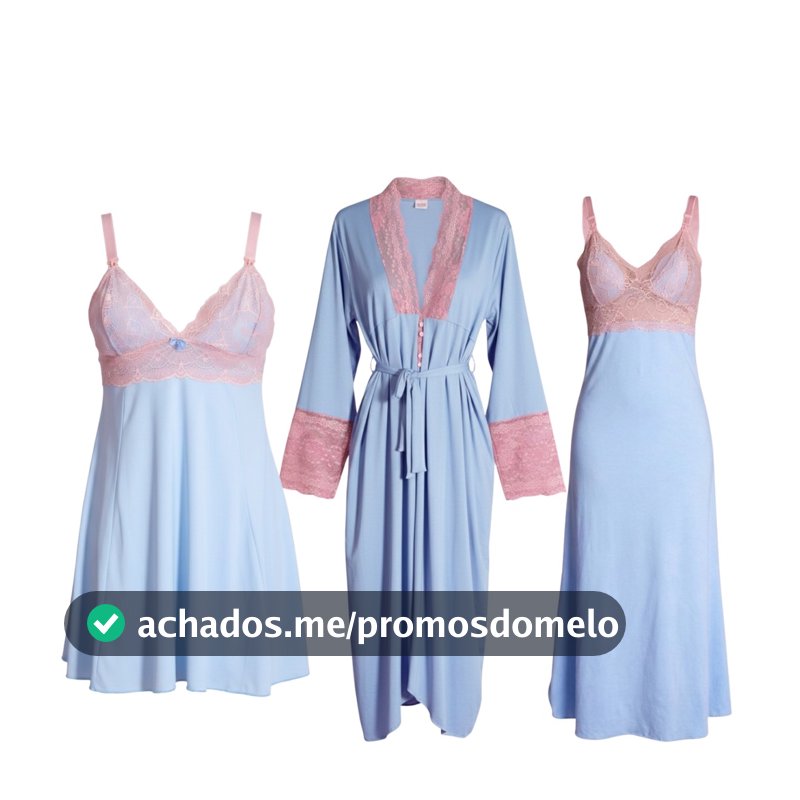 Kit Camisola Amamentação Pós Parto Conforto Praticidade Camisola Longa e Curta com Robe Longo