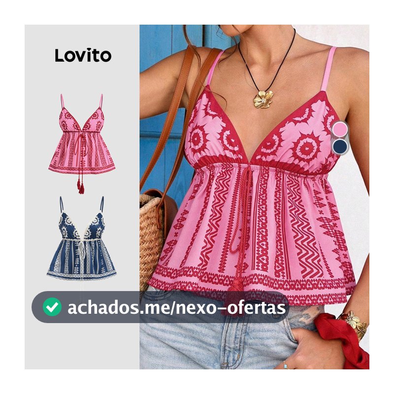 Blusa Regata Feminina Lovito Férias Nacional Top Franjas Costas Nuas Primavera/verão Top LBL32267