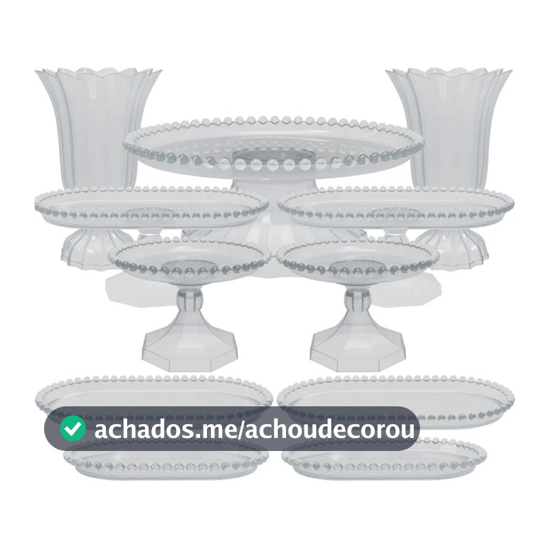 Kit Completo Decoração com 11 Peças Mesa Doce Boleira Vasos Bandejas Festas Aniversário